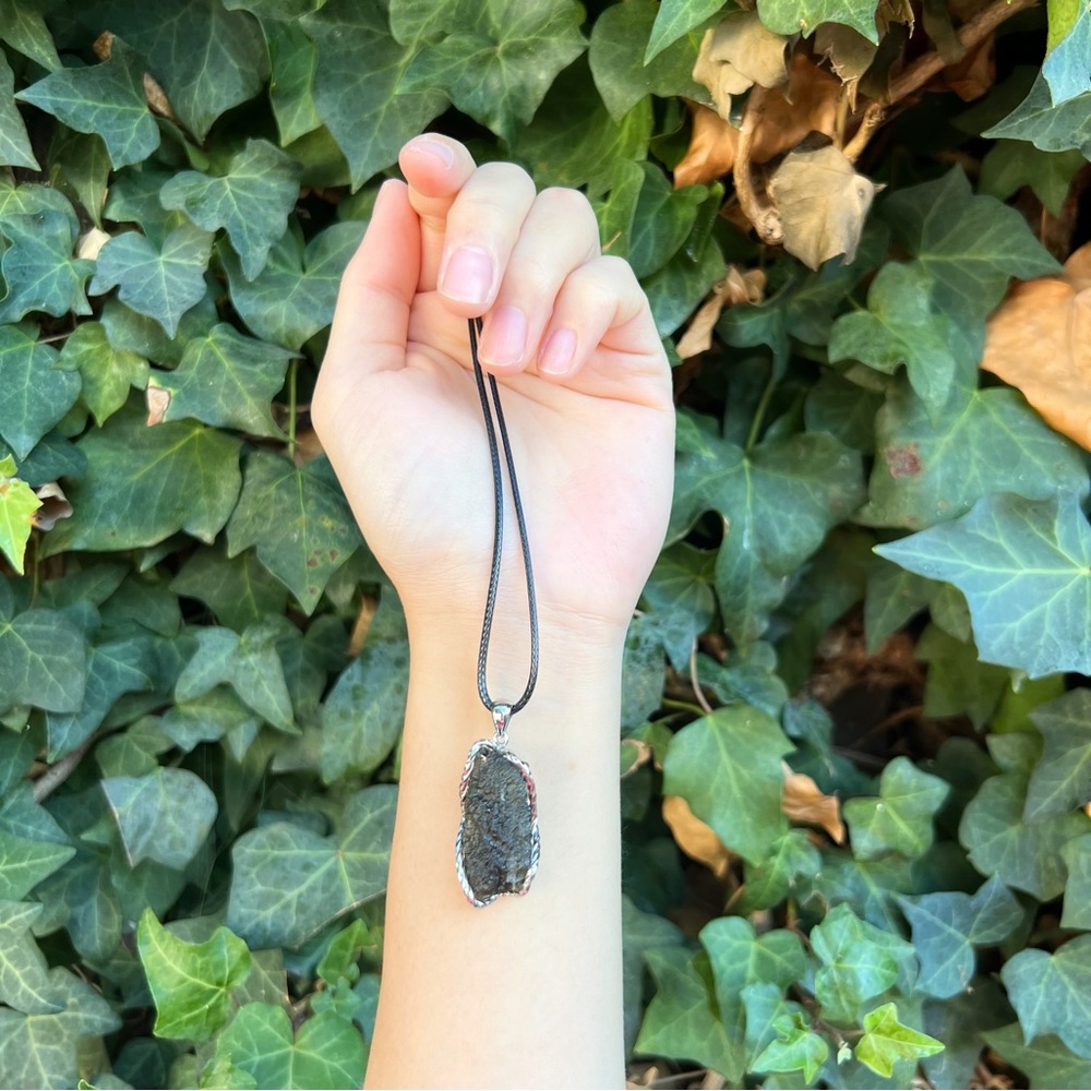100% Natural, Genuine and Authentic Moldavite Raw Pendant #4